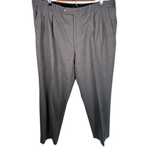 Lands' End Vtg Mens 38 Long Grey Wool Double Pleated Traditional Dress Pants